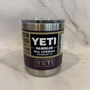 YETI Silver and Purple Lowball Tumbler